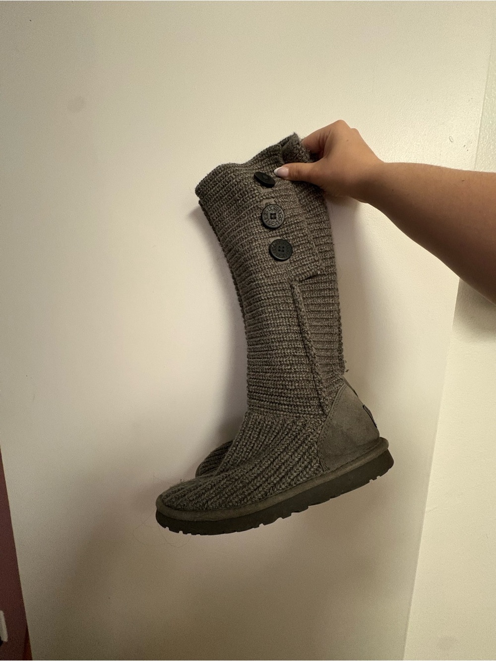 UGG Tall Knit Button Boot - Gray